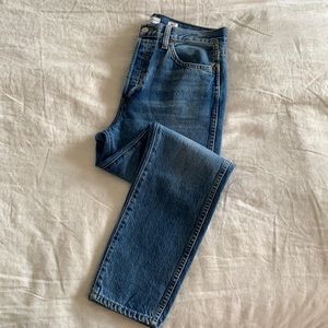 RE/DONE High Waist Double Needle Ankle in Trucker